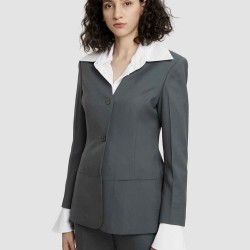Buttoned Wool Blazer