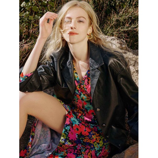 Faux Leather Tie-waist Blazer Faux Leather Tie-waist Blazer