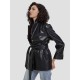 Faux Leather Tie-waist Blazer Faux Leather Tie-waist Blazer