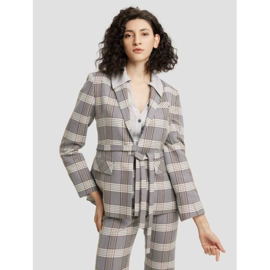 Plaid Belted Blazer Plaid Belted Blazer
