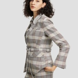 Plaid Belted Blazer