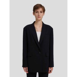Single Breasted Twill Black Blazer