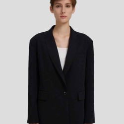 Single Breasted Twill Black Blazer