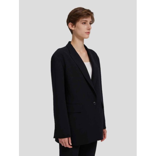 Single Breasted Twill Black Blazer Single Breasted Twill Black Blazer