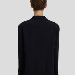 Single Breasted Twill Black Blazer