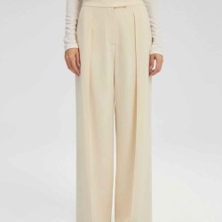 Wide Tuck Wool-blend Pants