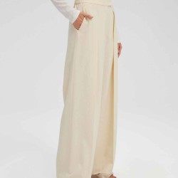 Wide Tuck Wool-blend Pants