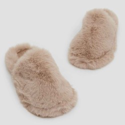 Round-toe Furry Slippers