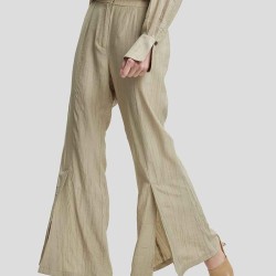 Crimped Texture Flared Trousers