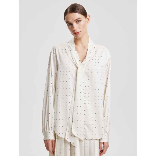 Polka-Dot Scarf Neck Blouse Polka-Dot Scarf Neck Blouse
