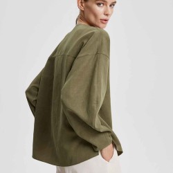 Loose-Fit Linen-Cotton Blouse