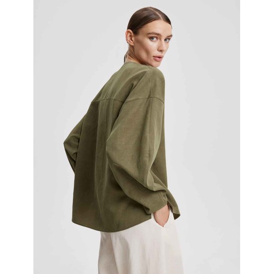 Loose-Fit Linen-Cotton Blouse Loose-Fit Linen-Cotton Blouse