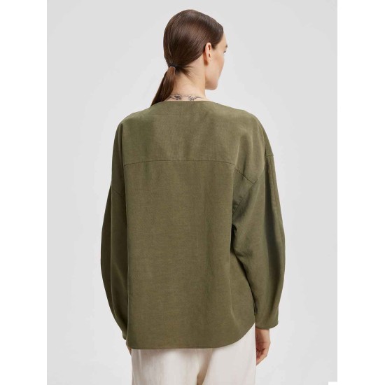 Loose-Fit Linen-Cotton Blouse Loose-Fit Linen-Cotton Blouse