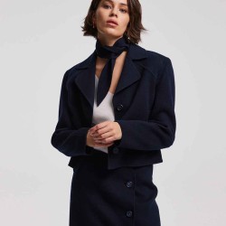 Cropped Cashmere Blazer With Neckerchief