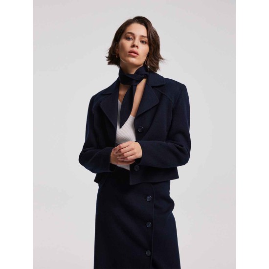 Cropped Cashmere Blazer With Neckerchief Cropped Cashmere Blazer With Neckerchief