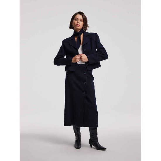 Cropped Cashmere Blazer With Neckerchief Cropped Cashmere Blazer With Neckerchief