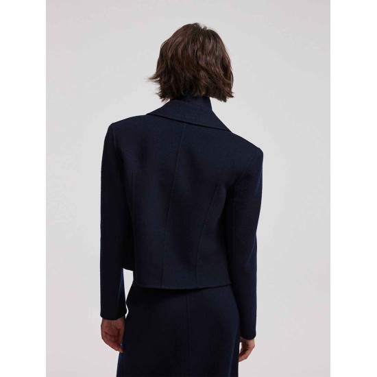 Cropped Cashmere Blazer With Neckerchief Cropped Cashmere Blazer With Neckerchief