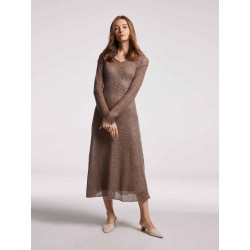 Midi Overlay Camel Hair-wool Blend Dress