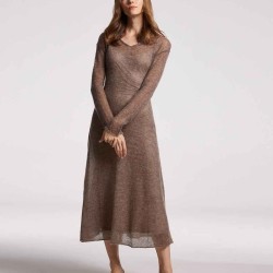 Midi Overlay Camel Hair-wool Blend Dress