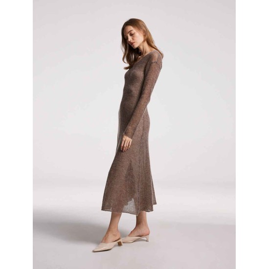 Midi Overlay Camel Hair-wool Blend Dress Midi Overlay Camel Hair-wool Blend Dress