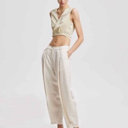 Linen-Blend Tapered Pants