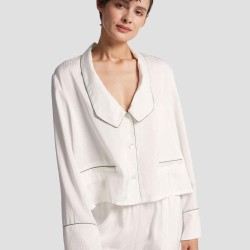 Pure Stripe-printed Pajama Set