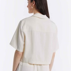 Linen Blend Cropped Shirt