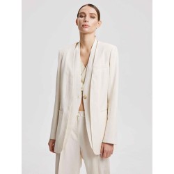 Linen-Blend V-Neck Layered Blazer