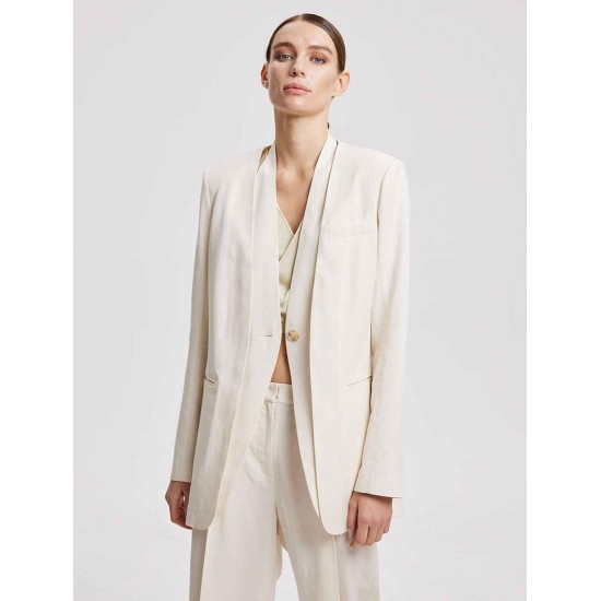Linen-Blend V-Neck Layered Blazer Linen-Blend V-Neck Layered Blazer
