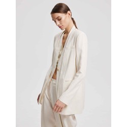 Linen-Blend V-Neck Layered Blazer