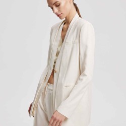 Linen-Blend V-Neck Layered Blazer