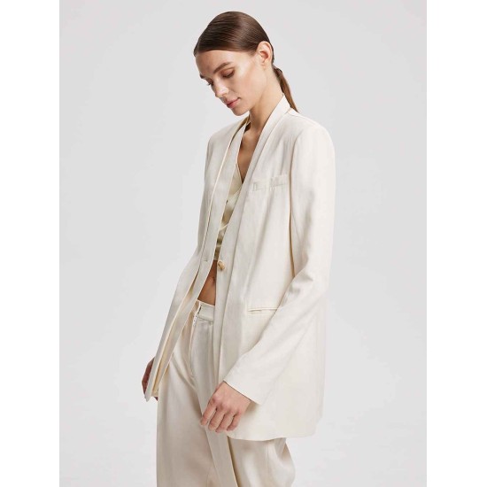 Linen-Blend V-Neck Layered Blazer Linen-Blend V-Neck Layered Blazer