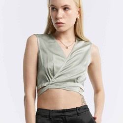 Sleeveless Wrap Crop Top