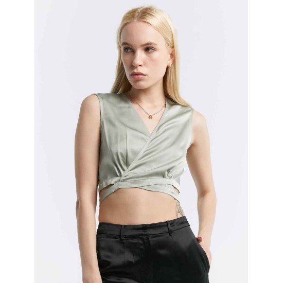 Sleeveless Wrap Crop Top Sleeveless Wrap Crop Top