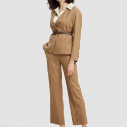V Neck Belted Blazer