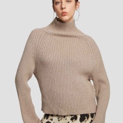 Cropped High-collar Knit Sweater