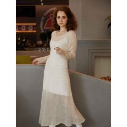 V-slope Layer Mesh Dress