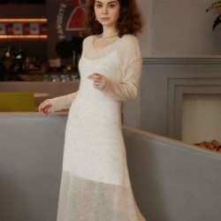 V-slope Layer Mesh Dress