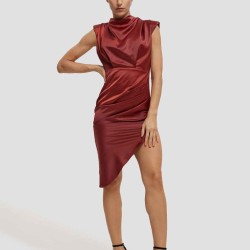 Sleeveless Asymmetrical Draped Dress