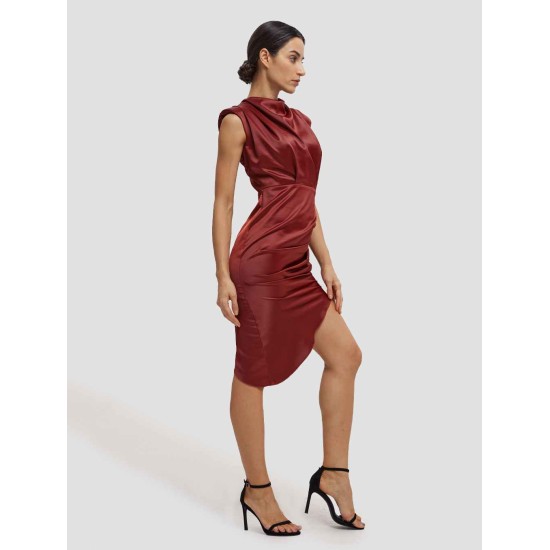 Sleeveless Asymmetrical Draped Dress Sleeveless Asymmetrical Draped Dress