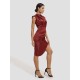 Sleeveless Asymmetrical Draped Dress Sleeveless Asymmetrical Draped Dress