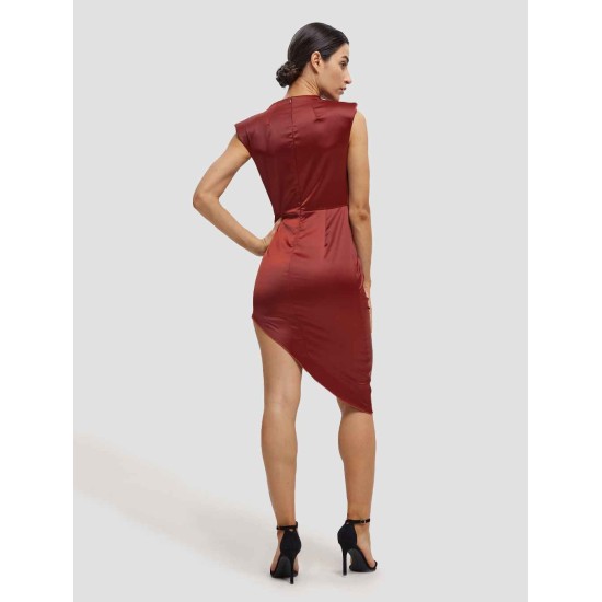Sleeveless Asymmetrical Draped Dress Sleeveless Asymmetrical Draped Dress