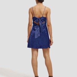 Tied Back Mini Velvet Dress