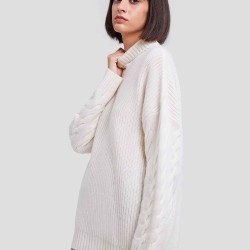 Roll-neck Fine Ribbed Cashmere Jumper