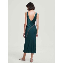 Contrast-Stitch Silk Dress