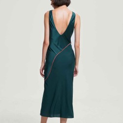 Contrast-Stitch Silk Dress