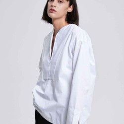 Round Collar Front Cut Shirt