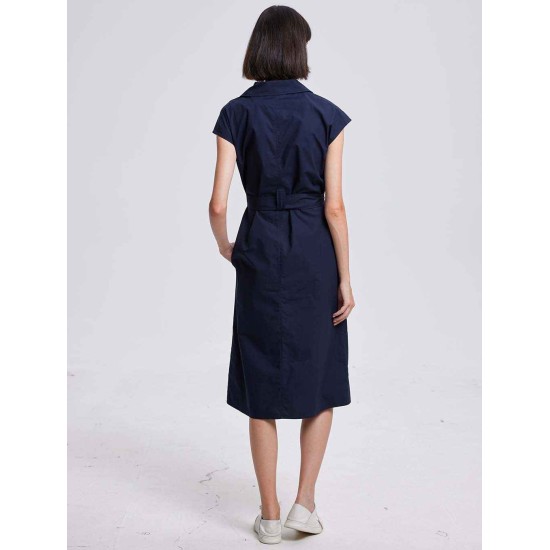 Buttoned-Waist-Belt Shirt Dress Buttoned-Waist-Belt Shirt Dress