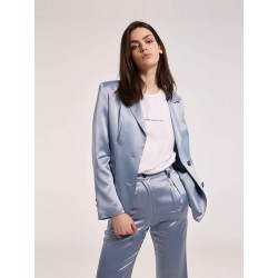 Satin Padded Shoulder Blazer
