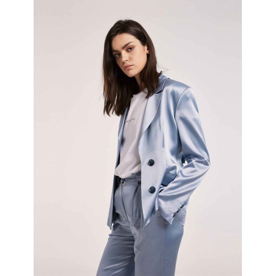 Satin Padded Shoulder Blazer Satin Padded Shoulder Blazer